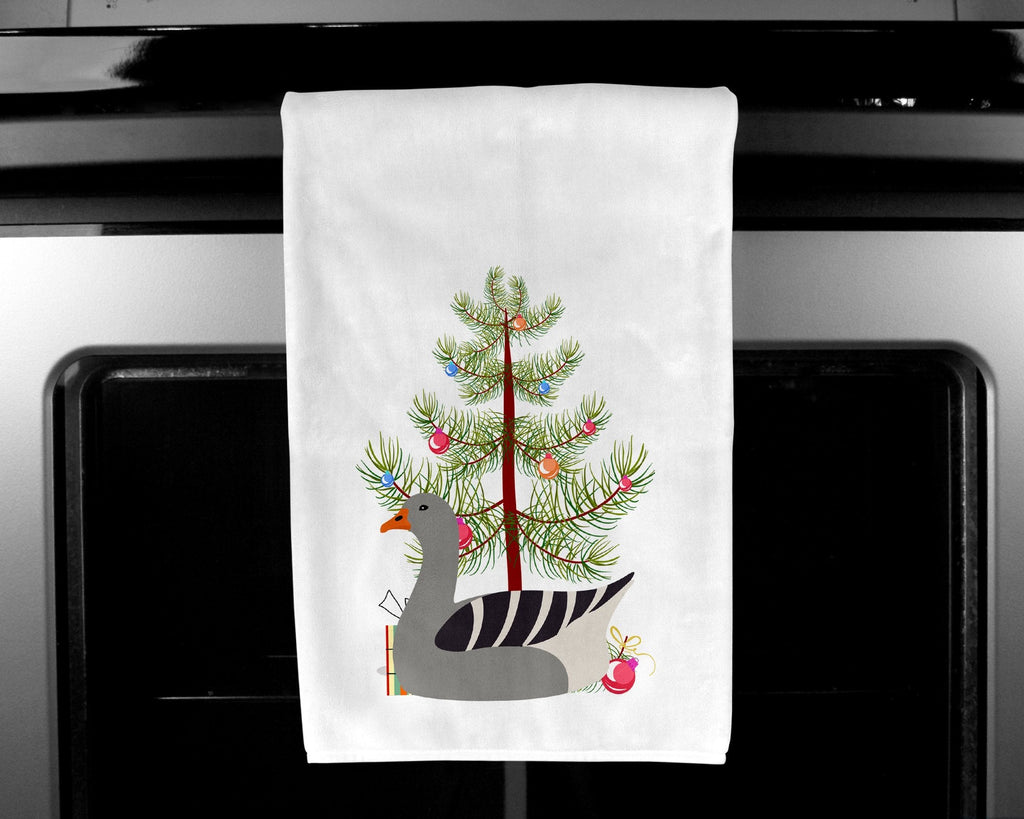 Pilgrim Goose Christmas Kitchen Towel Set of 2 White Dish Towels Decorative Bathroom Hand towel for Hand, Face, Hair, Yoga, Tea, Dishcloth, 19 X 28", White