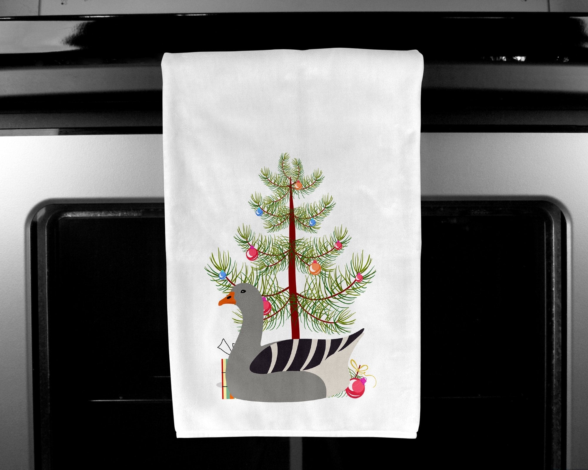Pilgrim Goose Christmas Kitchen Towel Set of 2 White Dish Towels Decorative Bathroom Hand towel for Hand, Face, Hair, Yoga, Tea, Dishcloth, 19 X 28", White