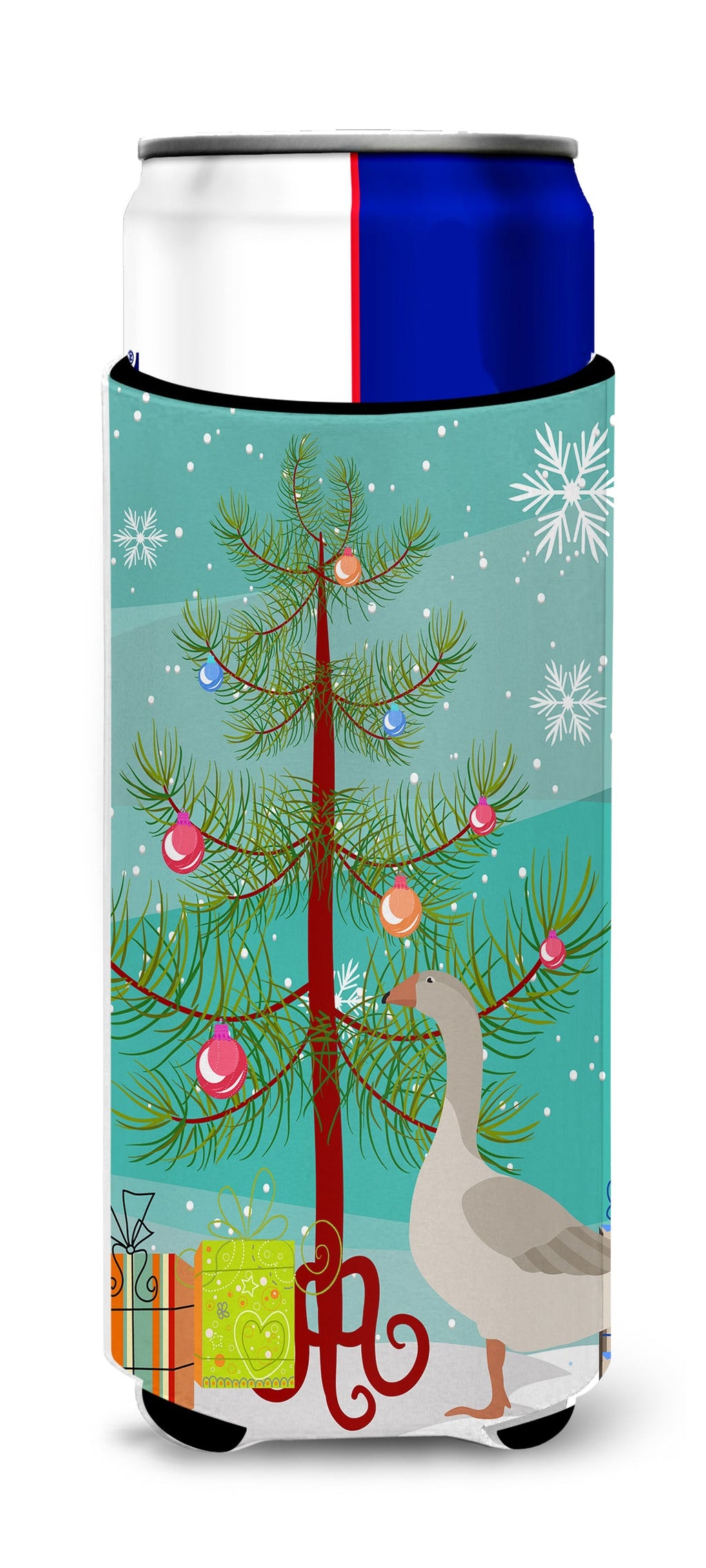 Steinbacher Goose Christmas Slim Can Hugger , Insulated Foam Hugger for 12 oz Slim Cans, Beer Bottles & Water Bottles, Printed in USA