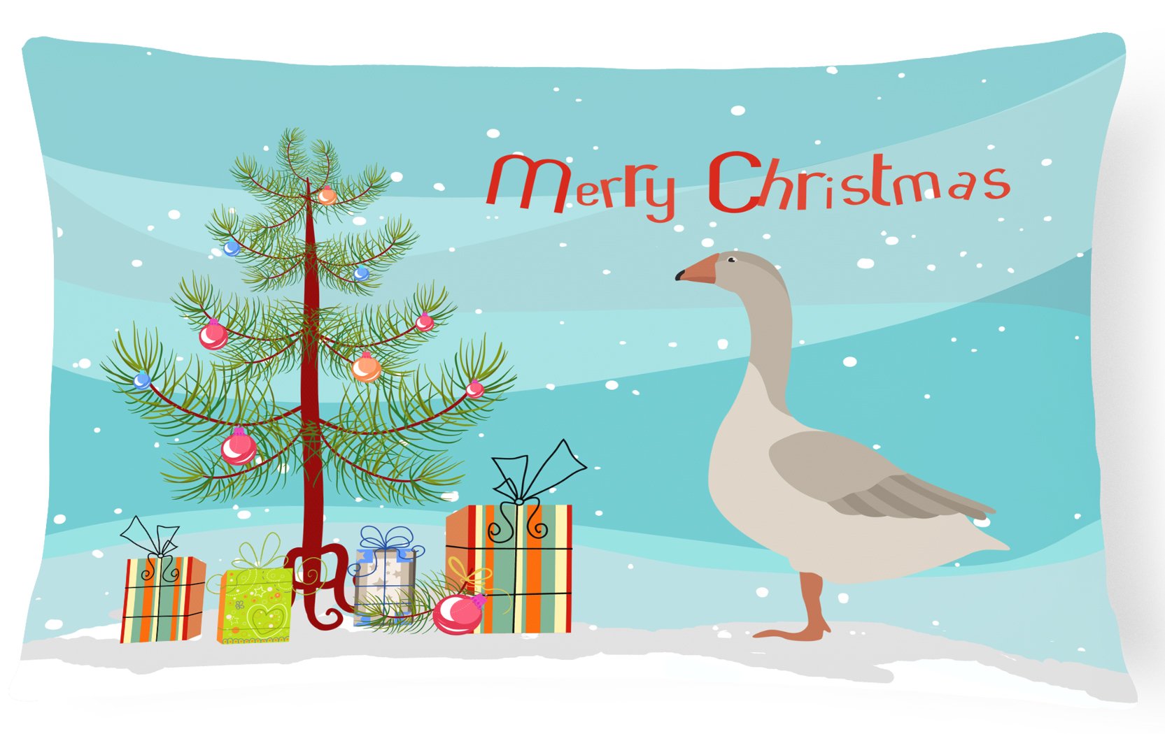 Steinbacher Goose Christmas Decorative Throw Pillow 12x16 Indoor Outdoor Accent Cushion, Fabric Cover with Insert for Sofa, Bed, Porch & Living Room