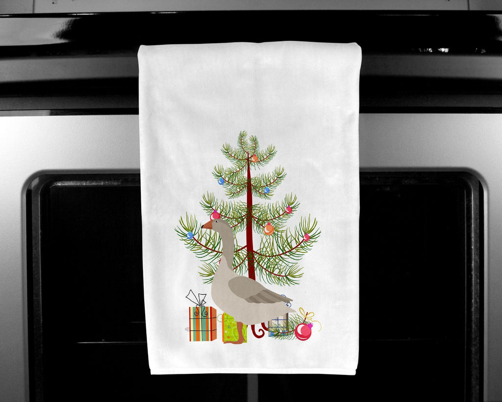 Steinbacher Goose Christmas Kitchen Towel Set of 2 White Dish Towels Decorative Bathroom Hand towel for Hand, Face, Hair, Yoga, Tea, Dishcloth, 19 X 28", White