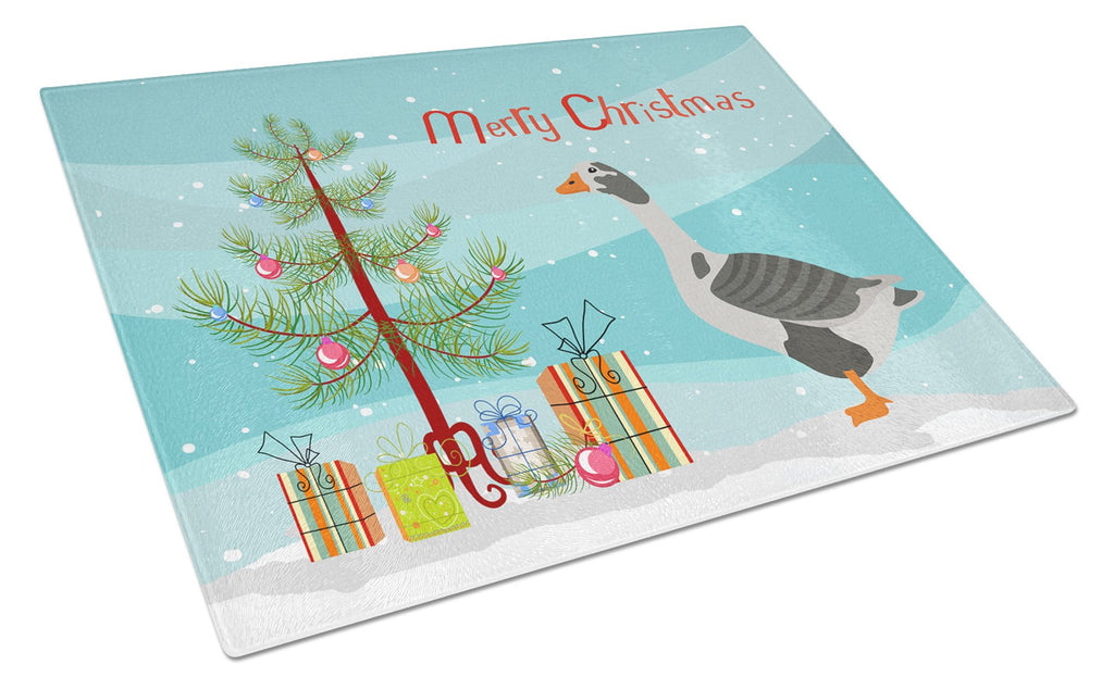West of England Goose Christmas Cutting Board Tempered Glass Kitchen Cutting Surface, Heat Resistant Chopping, Non-Slip Feet, Food Prep & Serving