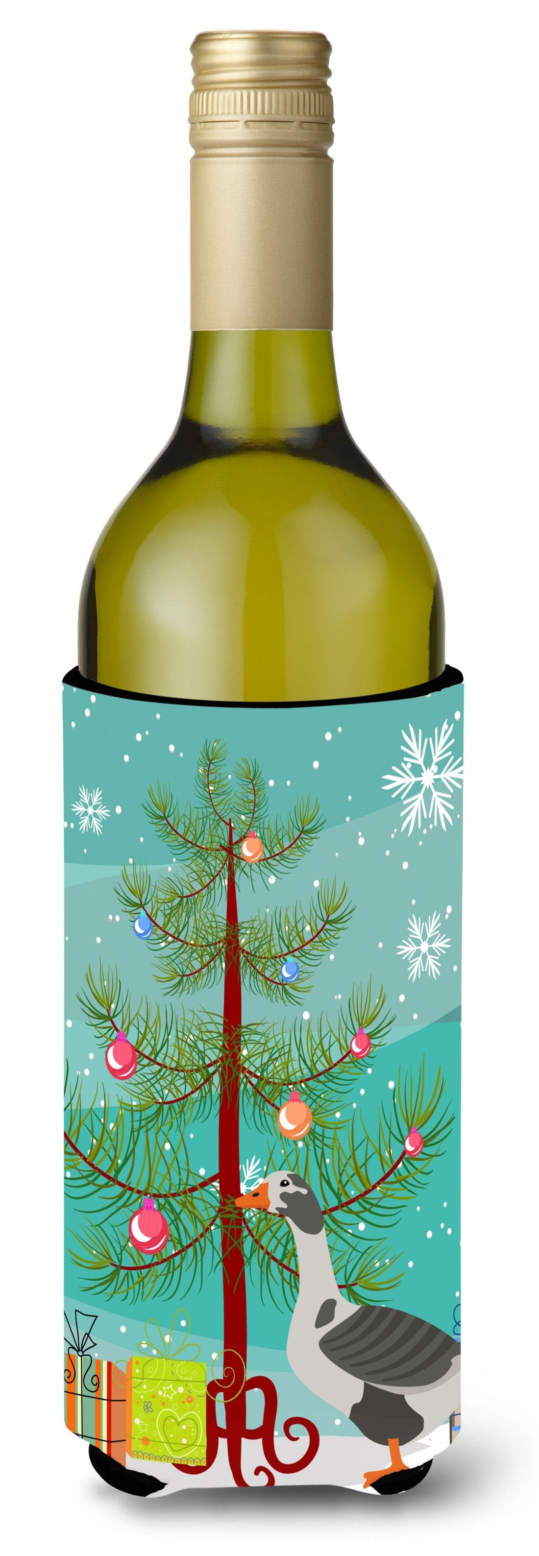 West of England Goose Christmas Wine Bottle Hugger Gift Sleeve for Standard 750 ml Bottles, Insulated Reusable Also Fits Mini Shot & Pint Bottles