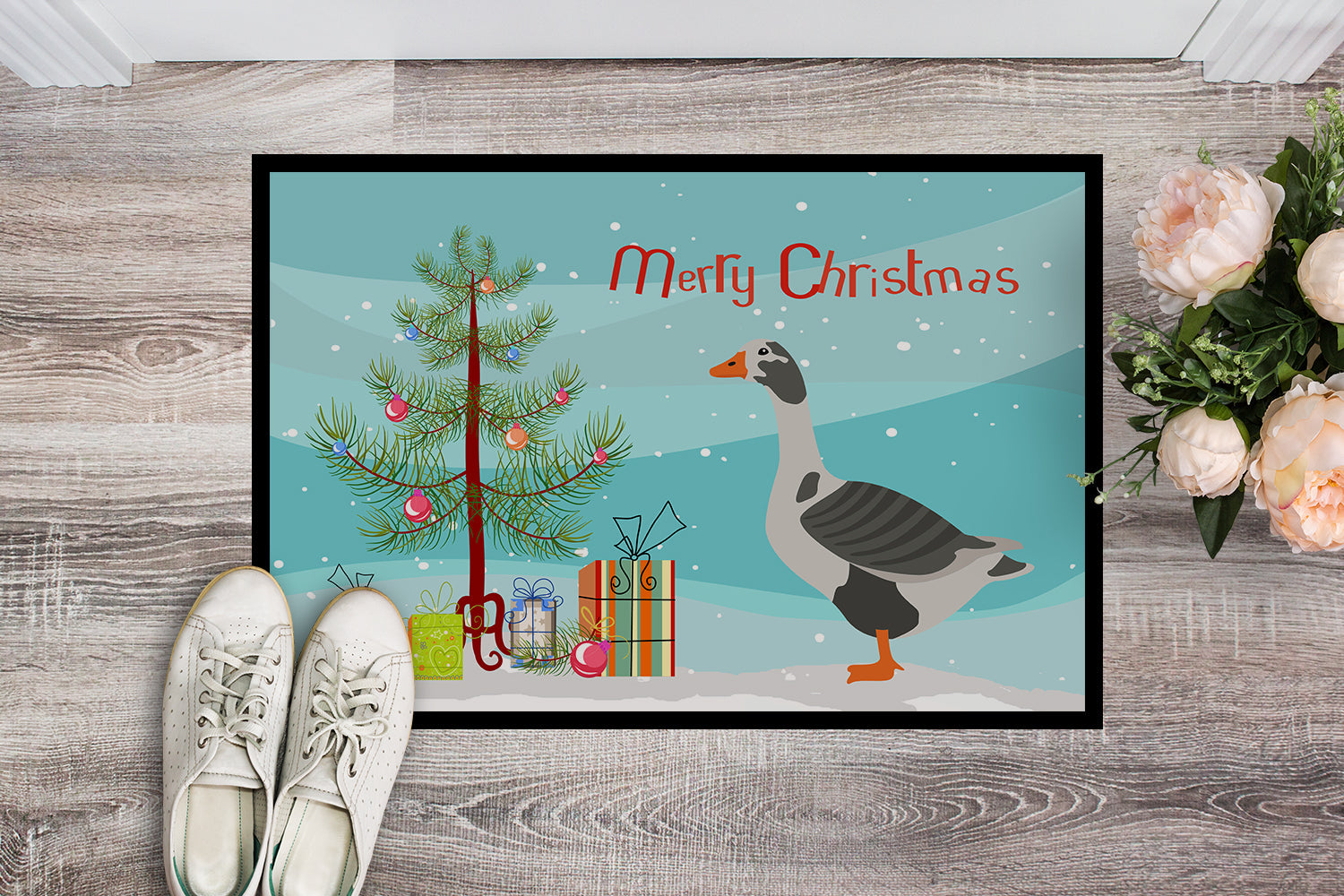 West of England Goose Christmas Doormat Indoor Outdoor 18H X 27W Front Door Mat Rugs for Entryway, Non Slip Washable
