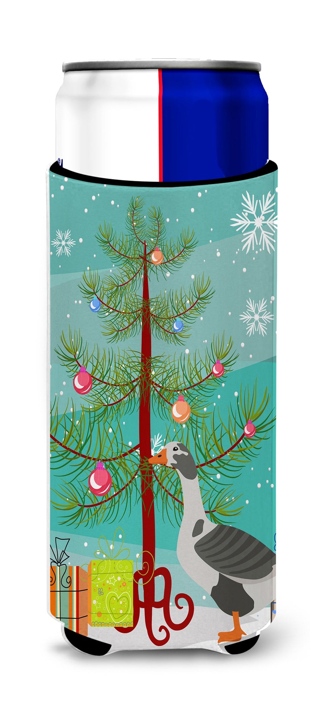 West of England Goose Christmas Slim Can Hugger , Insulated Foam Hugger for 12 oz Slim Cans, Beer Bottles & Water Bottles, Printed in USA