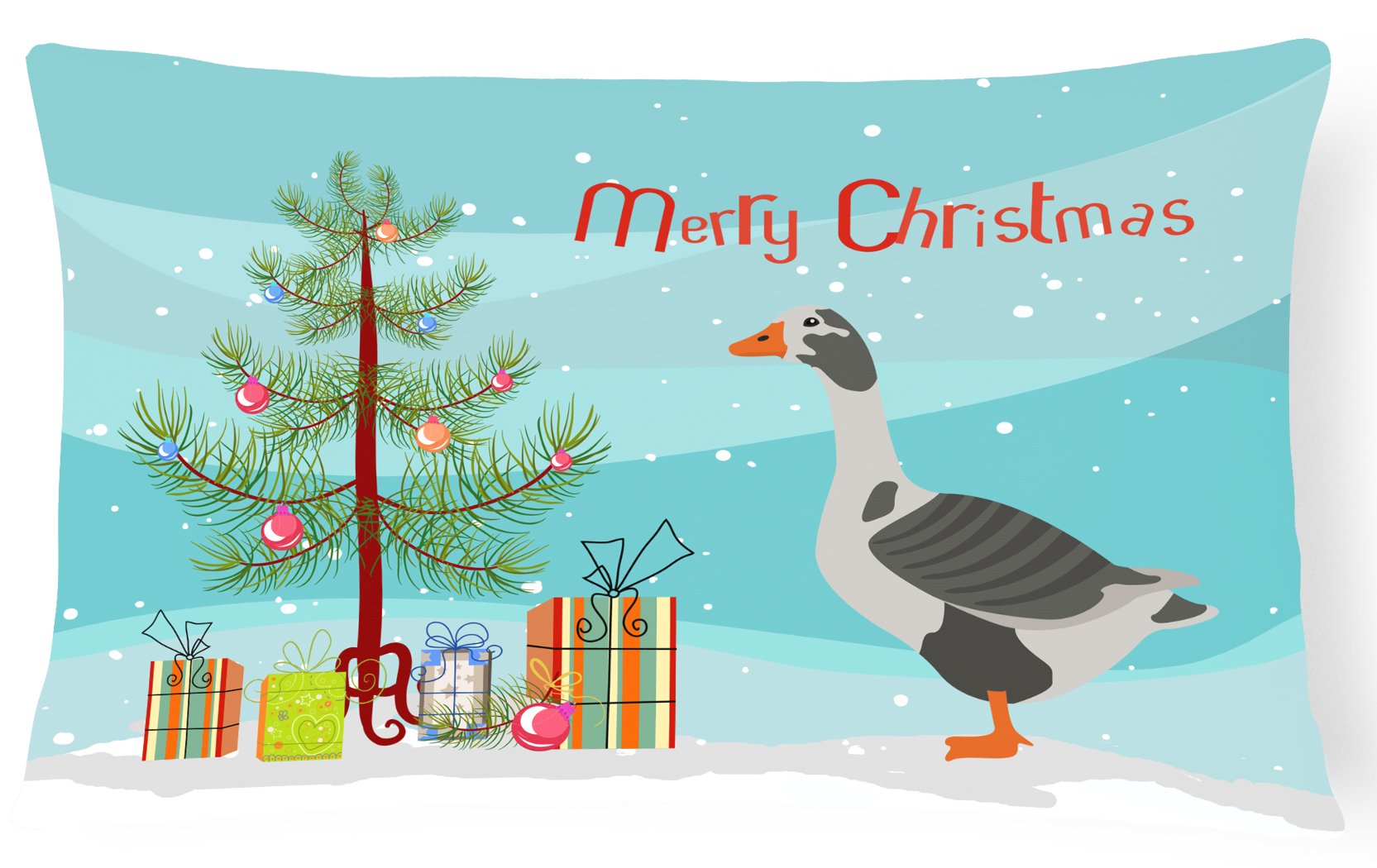 West of England Goose Christmas Decorative Throw Pillow 12x16 Indoor Outdoor Accent Cushion, Fabric Cover with Insert for Sofa, Bed, Porch & Living Room