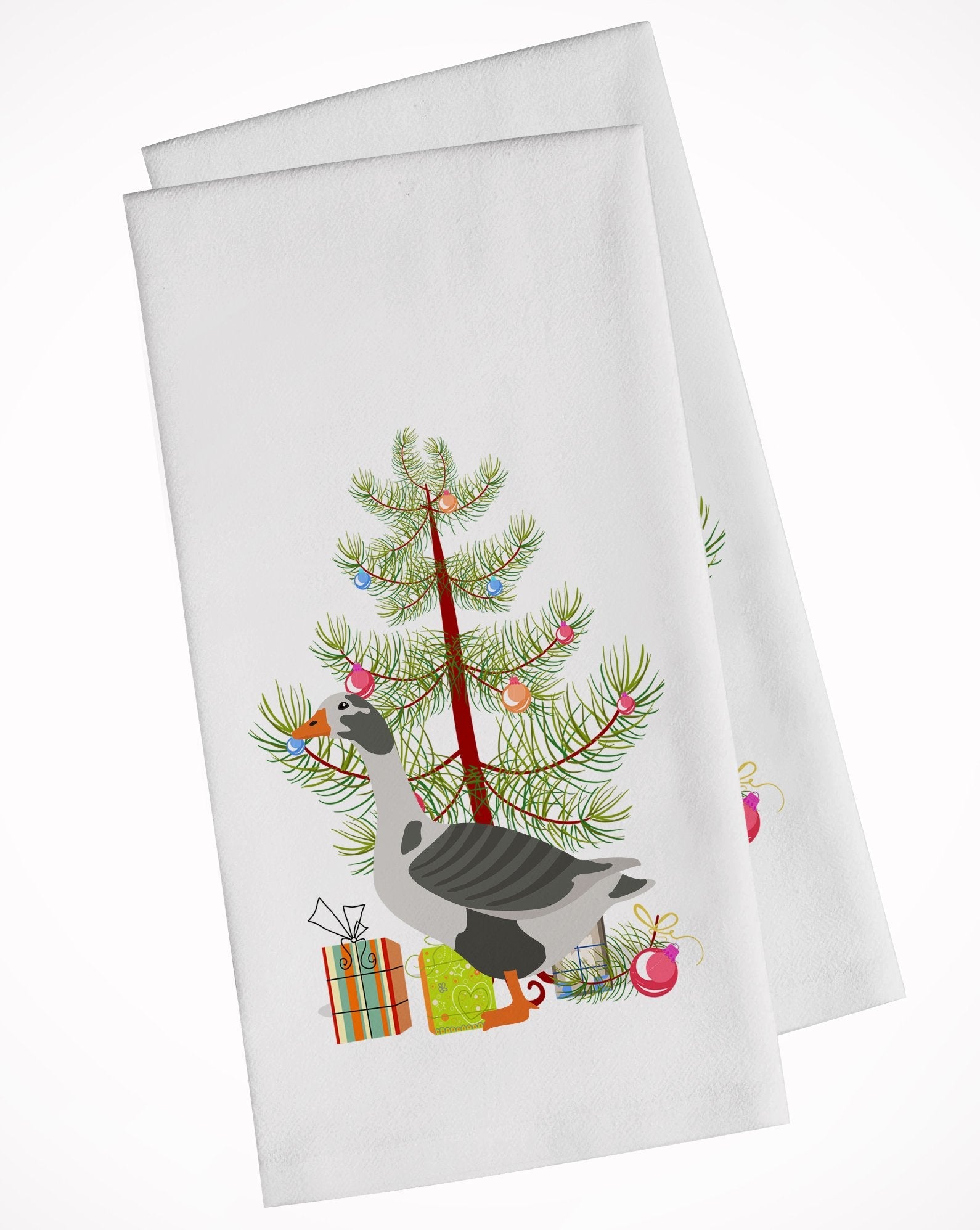 West of England Goose Christmas Kitchen Towel Set of 2 White Dish Towels Decorative Bathroom Hand towel for Hand, Face, Hair, Yoga, Tea, Dishcloth, 19 X 28", White