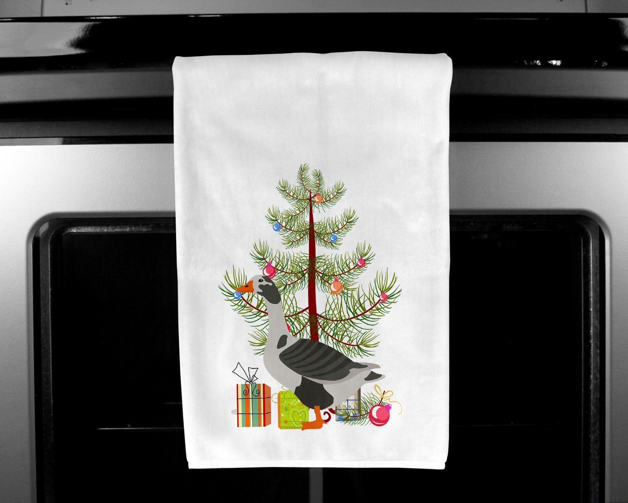 West of England Goose Christmas Kitchen Towel Set of 2 White Dish Towels Decorative Bathroom Hand towel for Hand, Face, Hair, Yoga, Tea, Dishcloth, 19 X 28", White