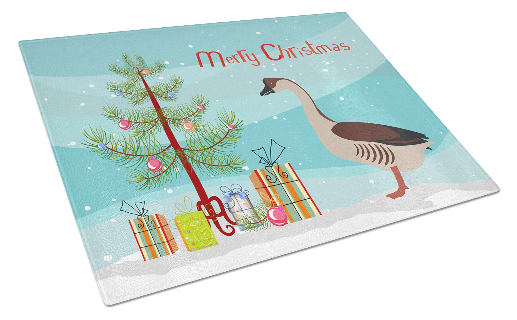 Chinese Goose Christmas Cutting Board Tempered Glass Kitchen Cutting Surface, Heat Resistant Chopping, Non-Slip Feet, Food Prep & Serving