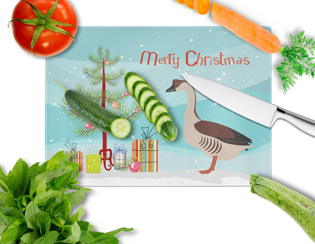 Chinese Goose Christmas Cutting Board Tempered Glass Kitchen Cutting Surface, Heat Resistant Chopping, Non-Slip Feet, Food Prep & Serving
