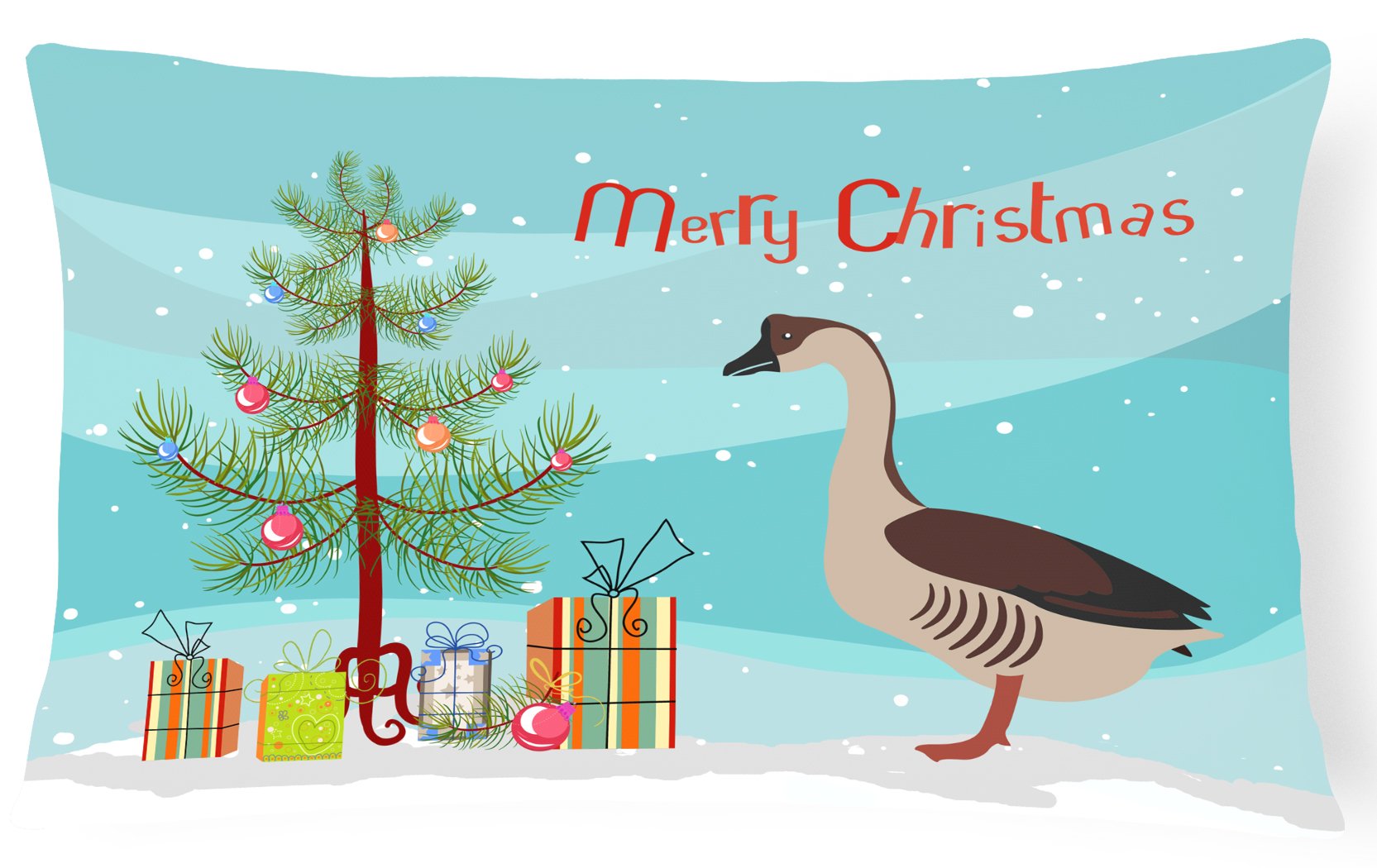 Chinese Goose Christmas Decorative Throw Pillow 12x16 Indoor Outdoor Accent Cushion, Fabric Cover with Insert for Sofa, Bed, Porch & Living Room