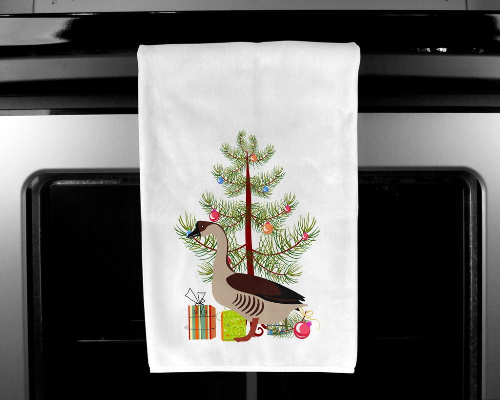 Chinese Goose Christmas Kitchen Towel Set of 2 White Dish Towels Decorative Bathroom Hand towel for Hand, Face, Hair, Yoga, Tea, Dishcloth, 19 X 28", White
