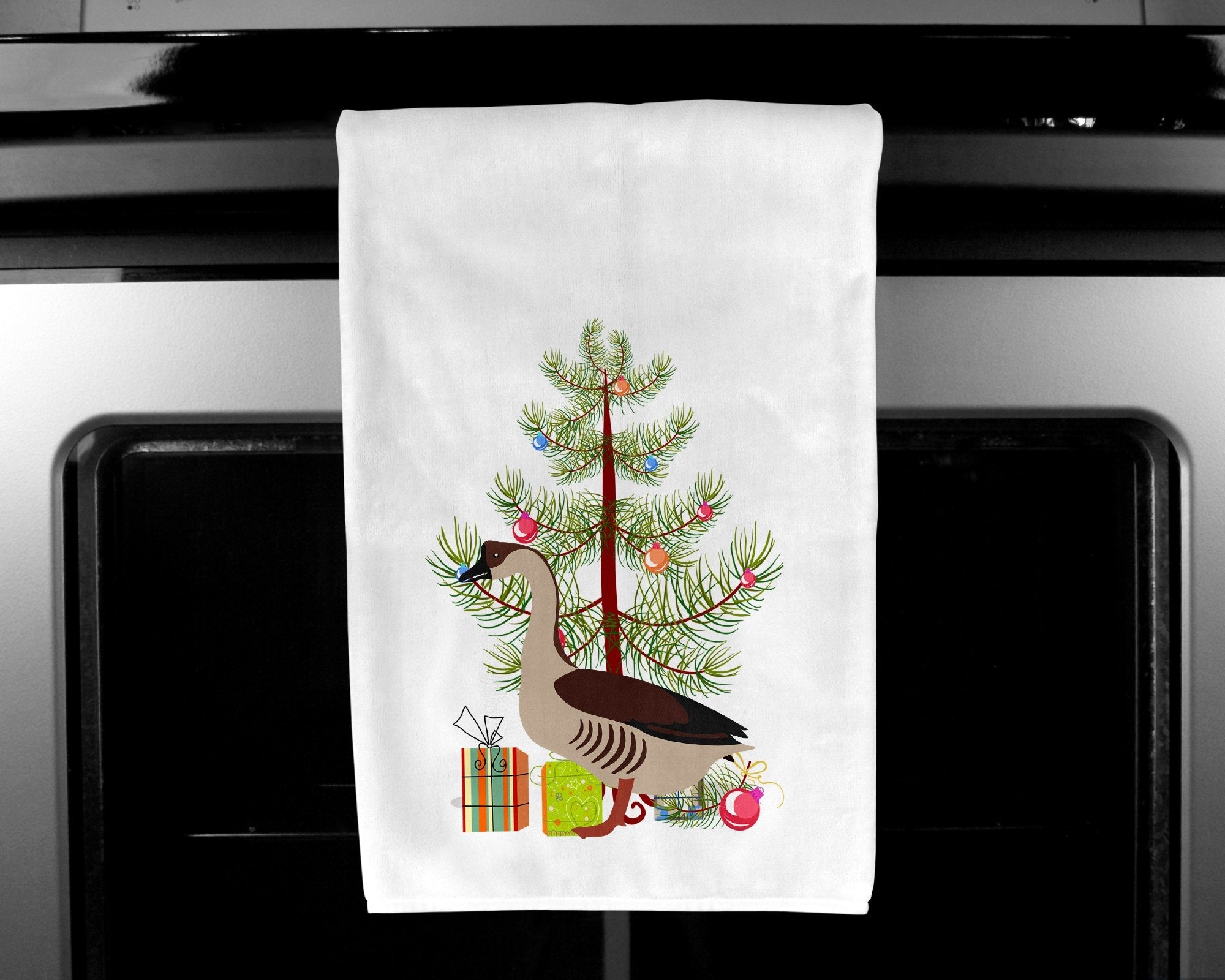 Chinese Goose Christmas Kitchen Towel Set of 2 White Dish Towels Decorative Bathroom Hand towel for Hand, Face, Hair, Yoga, Tea, Dishcloth, 19 X 28", White