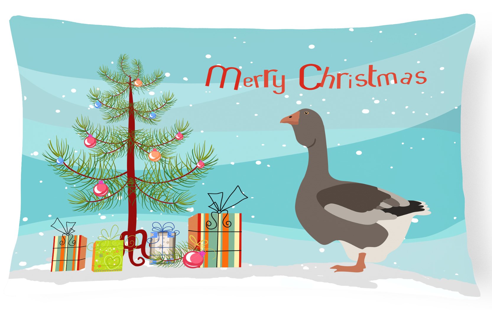 Toulouse Goose Christmas Decorative Throw Pillow 12x16 Indoor Outdoor Accent Cushion, Fabric Cover with Insert for Sofa, Bed, Porch & Living Room