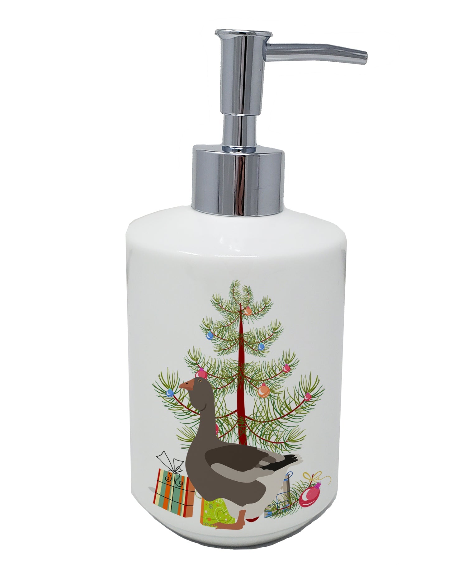 Toulouse Goose Christmas Ceramic Soap Dispenser , Empty Refillable Hand Soap Pump Bottle for Bathroom Kitchen