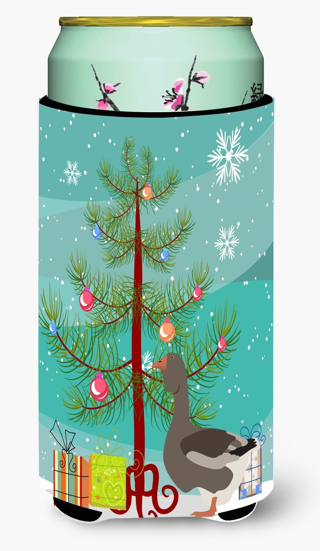 Toulouse Goose Christmas Tall Boy Hugger Can Cooler Sleeve Machine Washable Drink Collapsible Insulator Beverage Insulated Holder