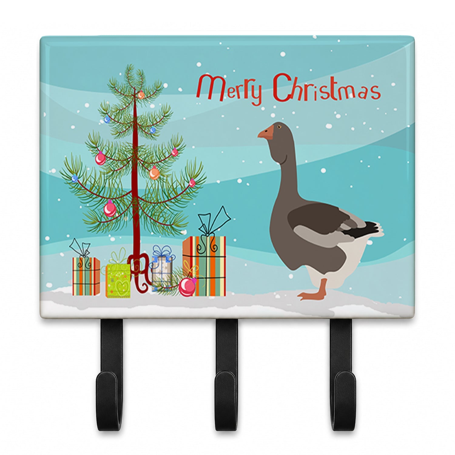 Toulouse Goose Christmas Leash or Key Holder Wall Hooks, Coat Rack Wall Mount, for Hanging Keys, Towels, Aprons, Leashes