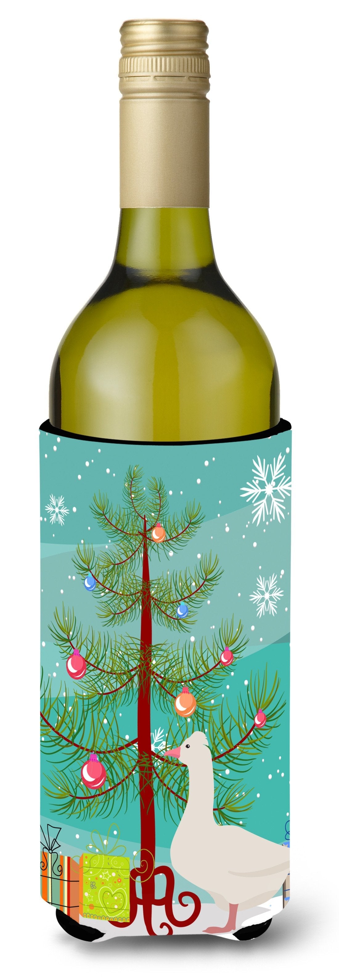 Roman Goose Christmas Wine Bottle Hugger Gift Sleeve for Standard 750 ml Bottles, Insulated Reusable Also Fits Mini Shot & Pint Bottles