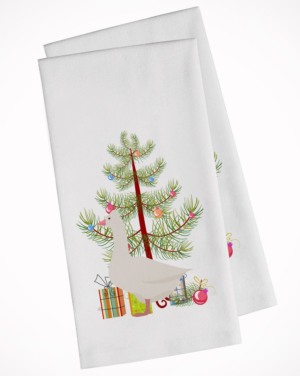 Roman Goose Christmas Kitchen Towel Set of 2 White Dish Towels Decorative Bathroom Hand towel for Hand, Face, Hair, Yoga, Tea, Dishcloth, 19 X 28", White