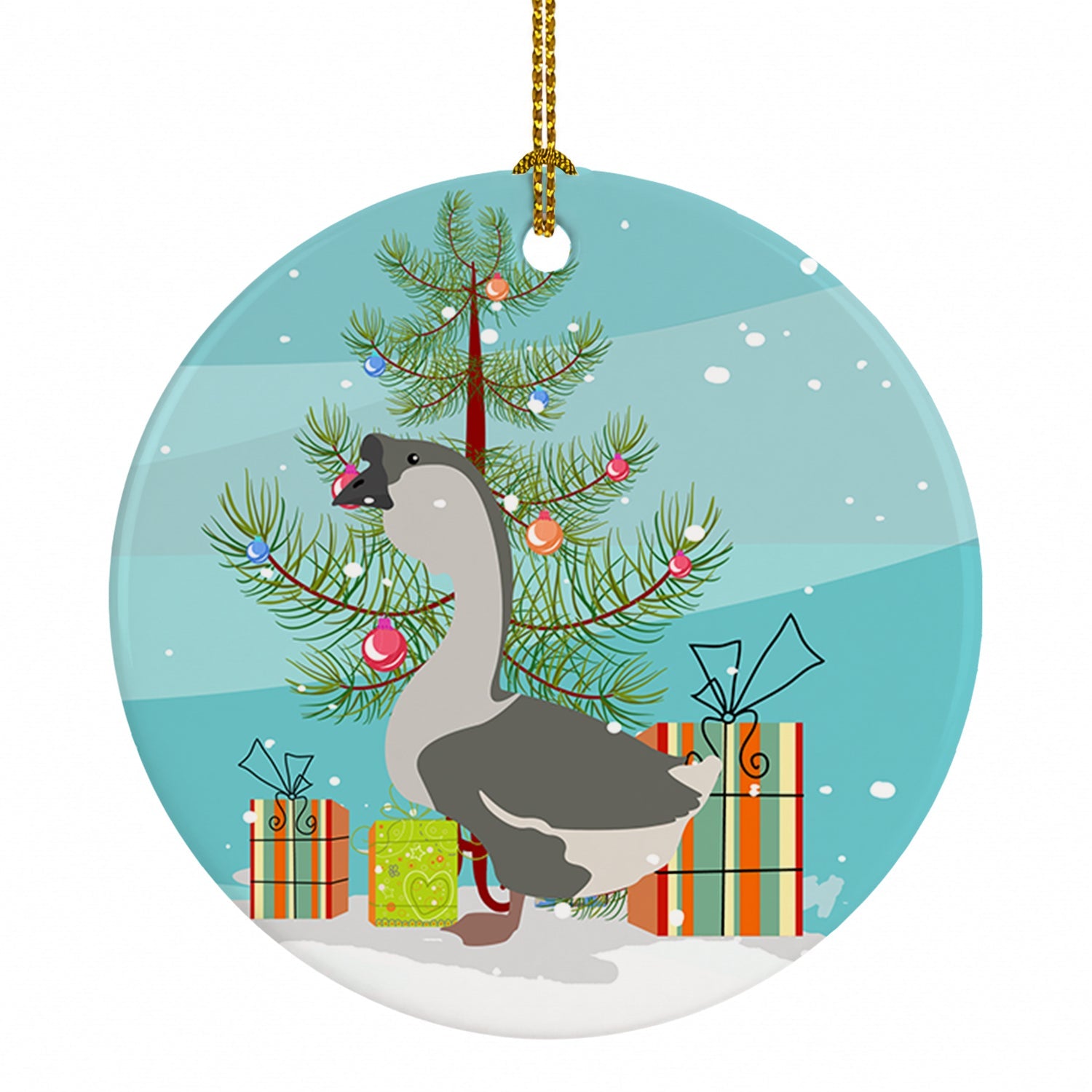 African Goose Christmas Ceramic Ornament Christmas Tree Hanging Decorations for Home Christmas Holiday, Party, Gift, 3 in, Multicolor