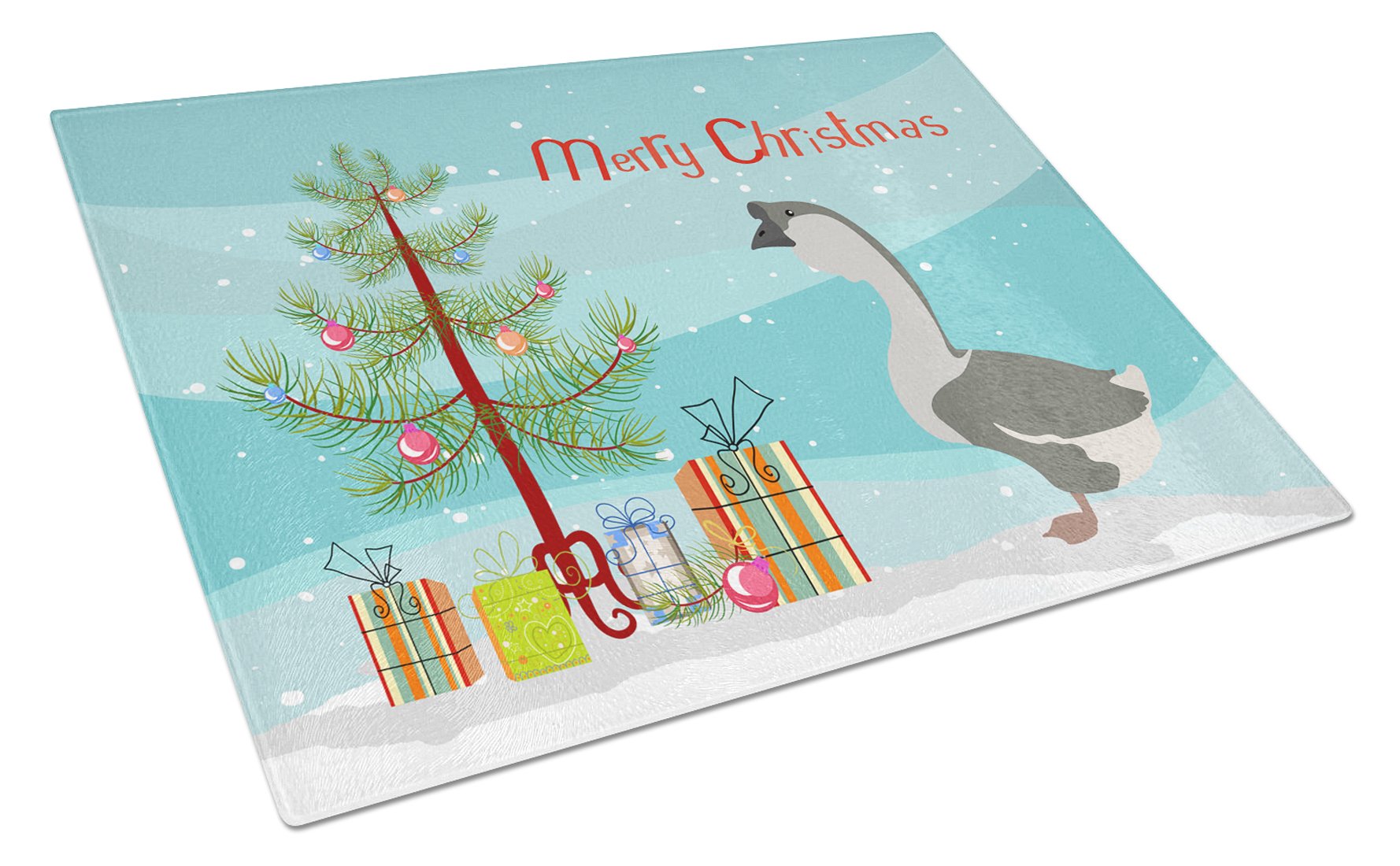 African Goose Christmas Cutting Board Tempered Glass Kitchen Cutting Surface, Heat Resistant Chopping, Non-Slip Feet, Food Prep & Serving