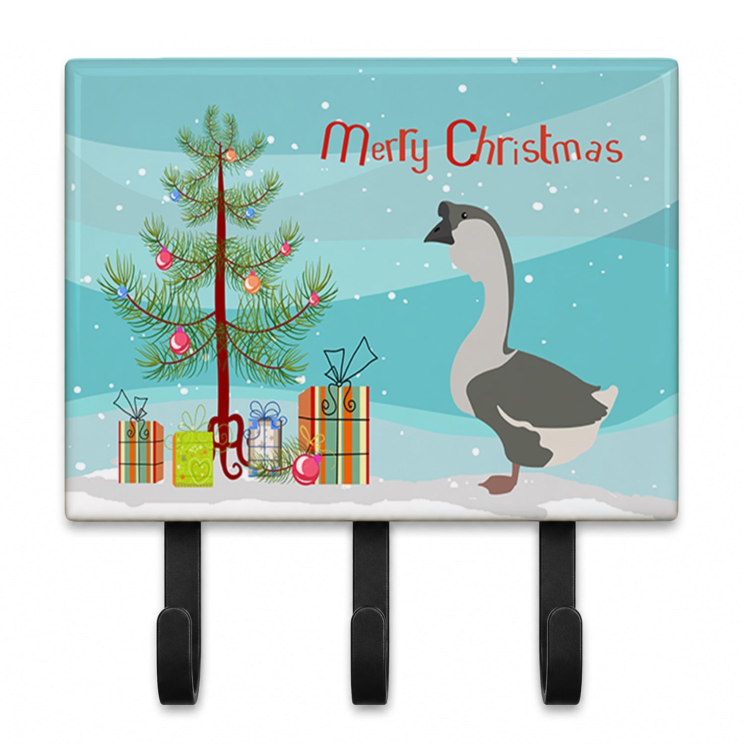 African Goose Christmas Leash or Key Holder Wall Hooks, Coat Rack Wall Mount, for Hanging Keys, Towels, Aprons, Leashes