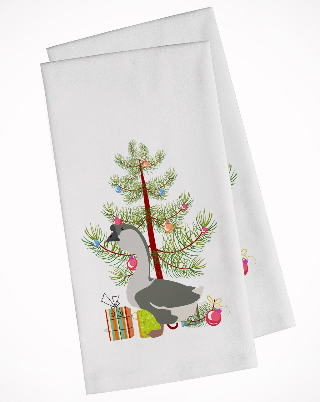 African Goose Christmas Kitchen Towel Set of 2 White Dish Towels Decorative Bathroom Hand towel for Hand, Face, Hair, Yoga, Tea, Dishcloth, 19 X 28", White