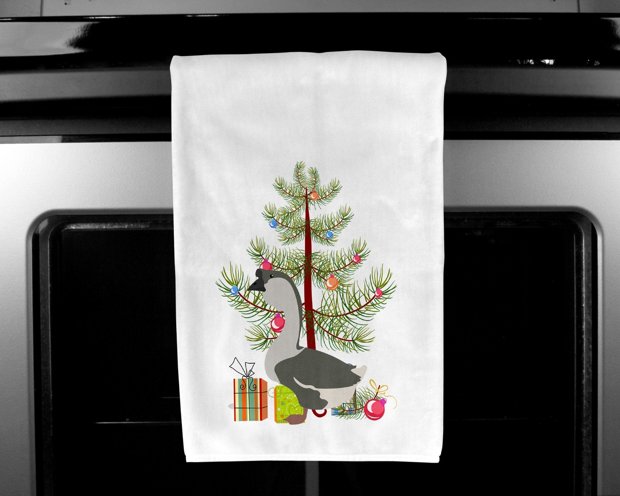 African Goose Christmas Kitchen Towel Set of 2 White Dish Towels Decorative Bathroom Hand towel for Hand, Face, Hair, Yoga, Tea, Dishcloth, 19 X 28", White