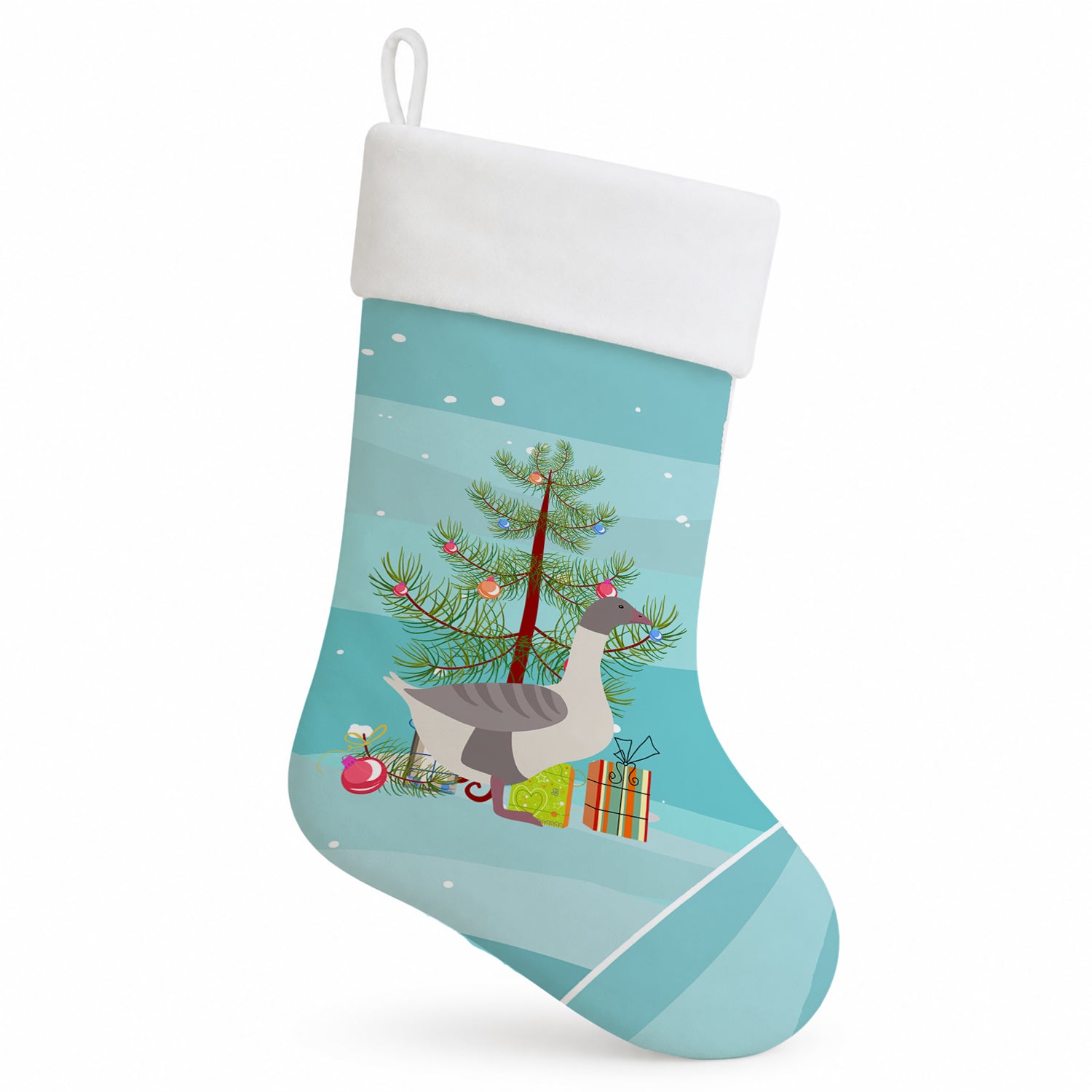 Buff Grey Back Goose Christmas Holiday Stocking Double-Sided Print, Polyester Suede,11x18, Made in USA