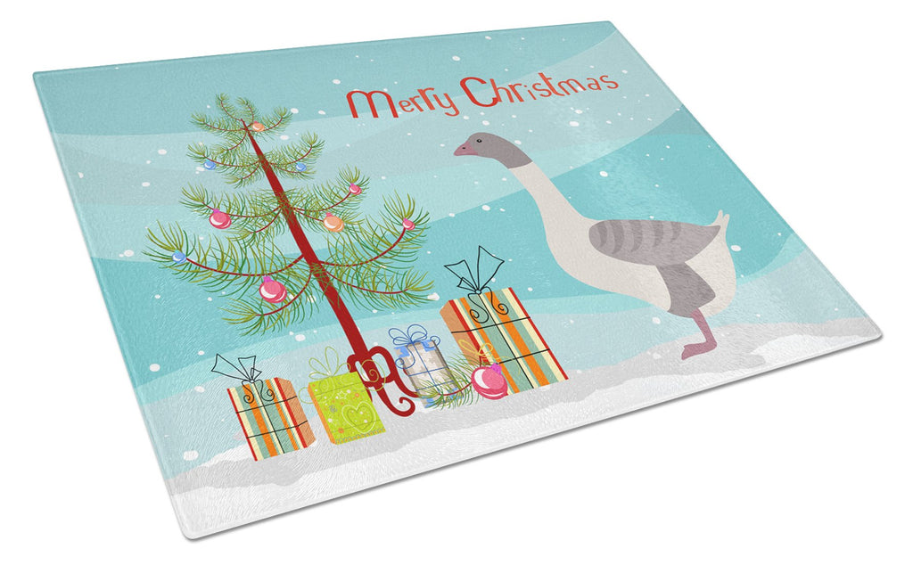 Buff Grey Back Goose Christmas Cutting Board Tempered Glass Kitchen Cutting Surface, Heat Resistant Chopping, Non-Slip Feet, Food Prep & Serving