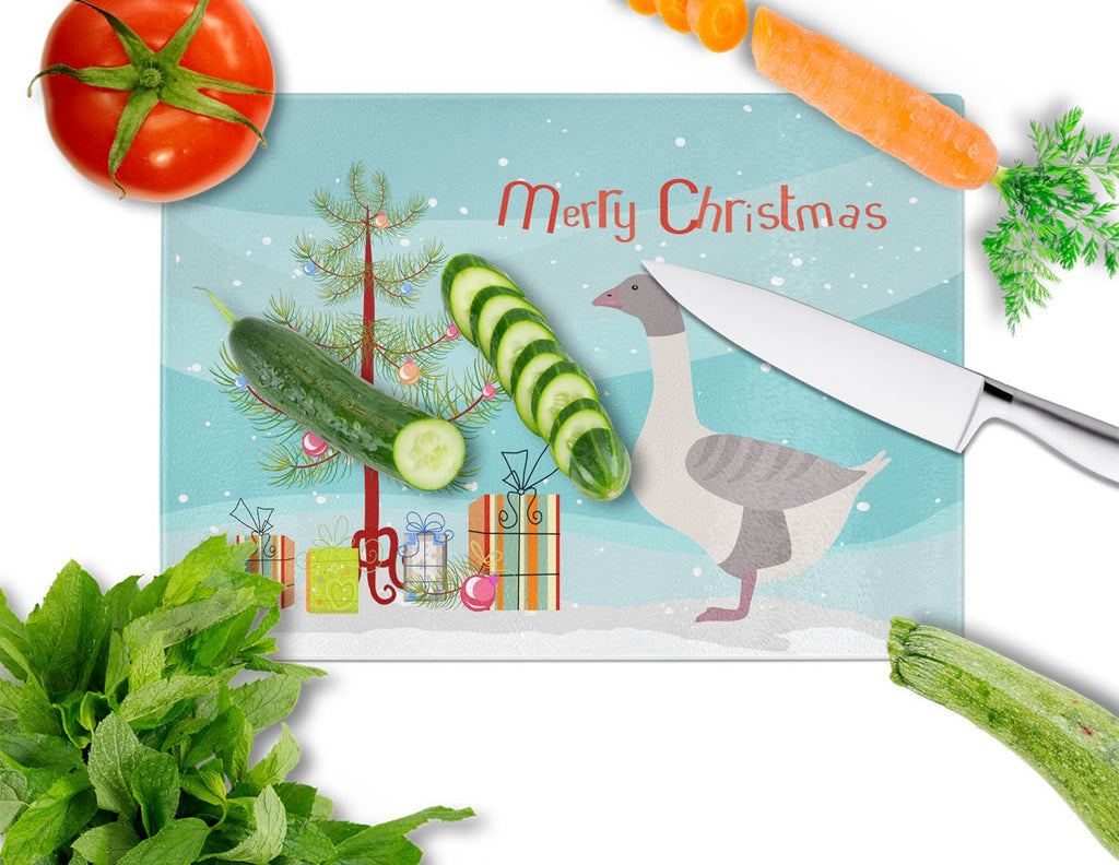 Buff Grey Back Goose Christmas Cutting Board Tempered Glass Kitchen Cutting Surface, Heat Resistant Chopping, Non-Slip Feet, Food Prep & Serving