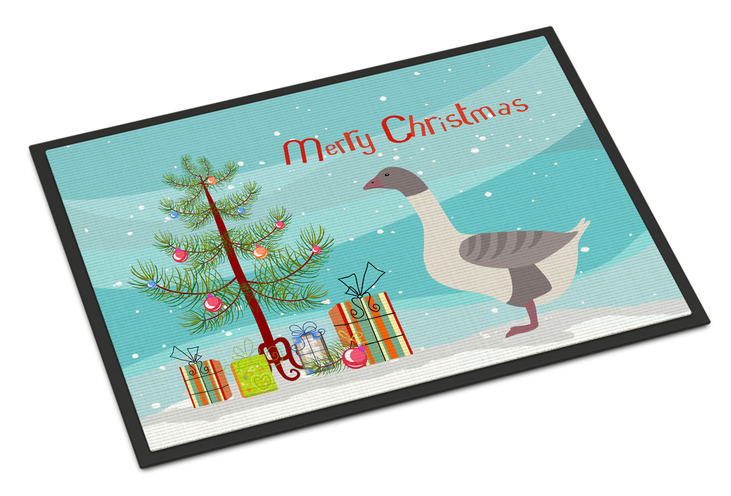 Buff Grey Back Goose Christmas Doormat Indoor Outdoor 18H X 27W Front Door Mat Rugs for Entryway, Non Slip Washable