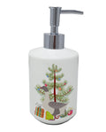 Buff Grey Back Goose Christmas Ceramic Soap Dispenser , Empty Refillable Hand Soap Pump Bottle for Bathroom Kitchen
