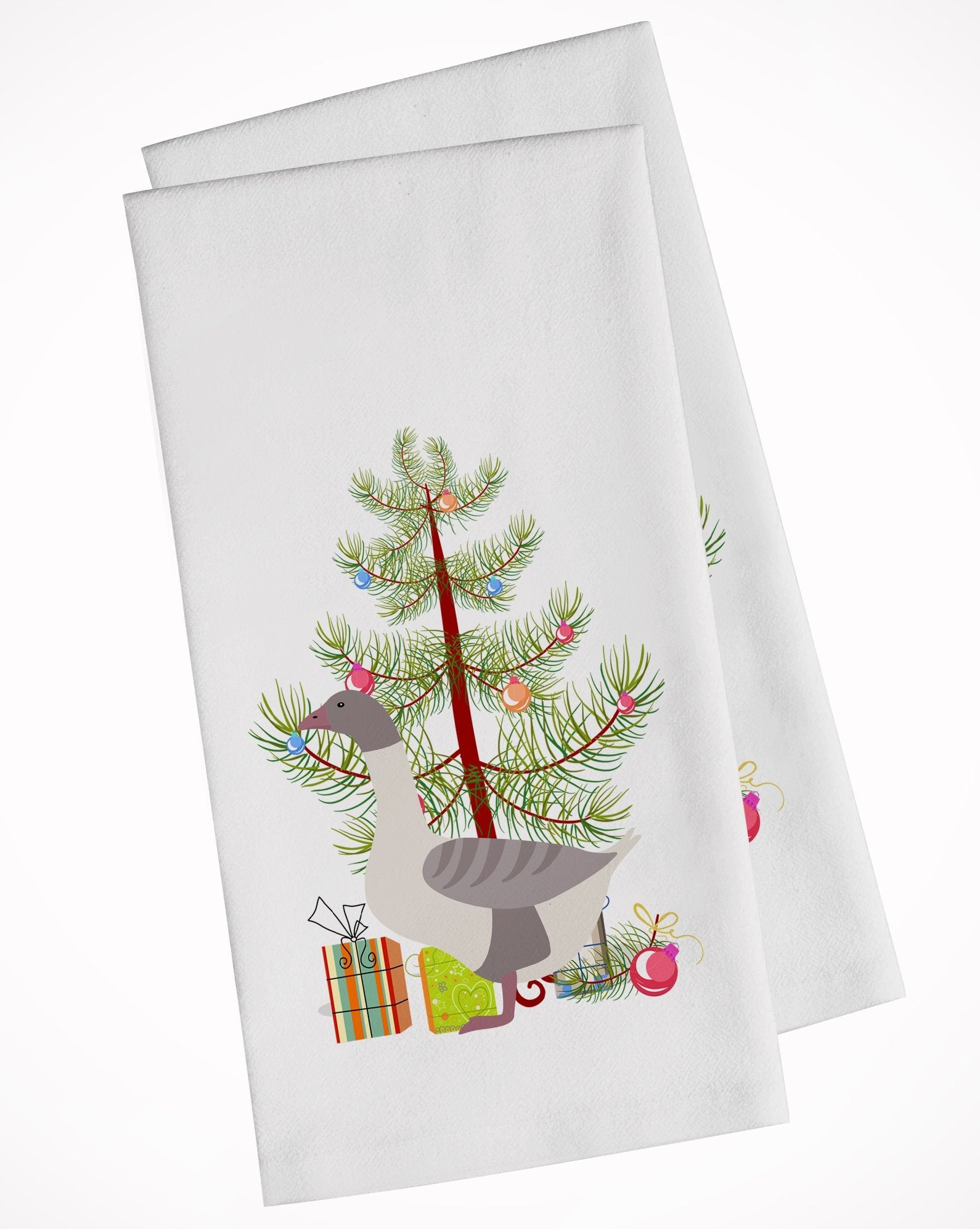 Buff Grey Back Goose Christmas Kitchen Towel Set of 2 White Dish Towels Decorative Bathroom Hand towel for Hand, Face, Hair, Yoga, Tea, Dishcloth, 19 X 28", White
