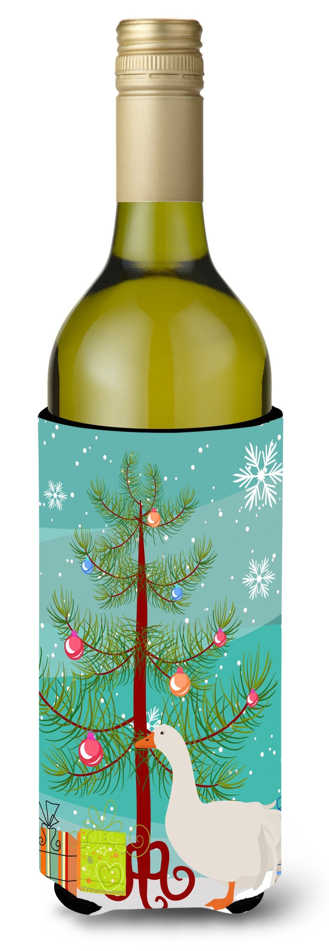 Sebastopol Goose Christmas Wine Bottle Hugger Gift Sleeve for Standard 750 ml Bottles, Insulated Reusable Also Fits Mini Shot & Pint Bottles