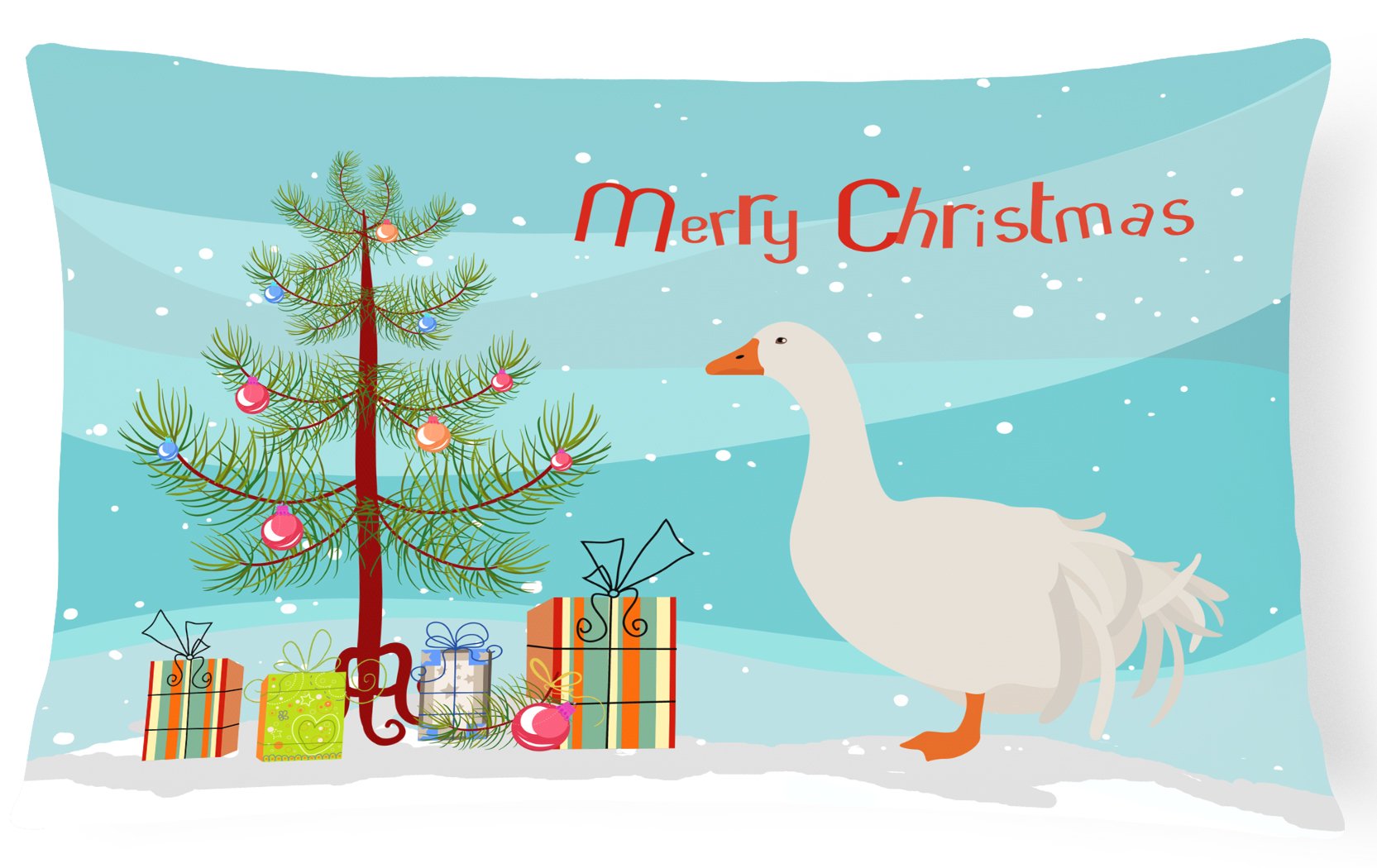 Sebastopol Goose Christmas Decorative Throw Pillow 12x16 Indoor Outdoor Accent Cushion, Fabric Cover with Insert for Sofa, Bed, Porch & Living Room