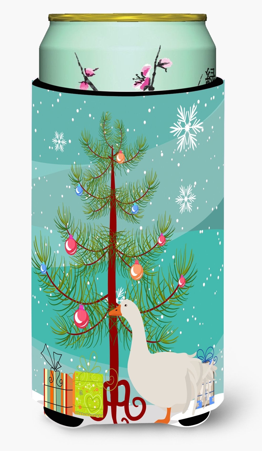 Sebastopol Goose Christmas Tall Boy Hugger Can Cooler Sleeve Machine Washable Drink Collapsible Insulator Beverage Insulated Holder