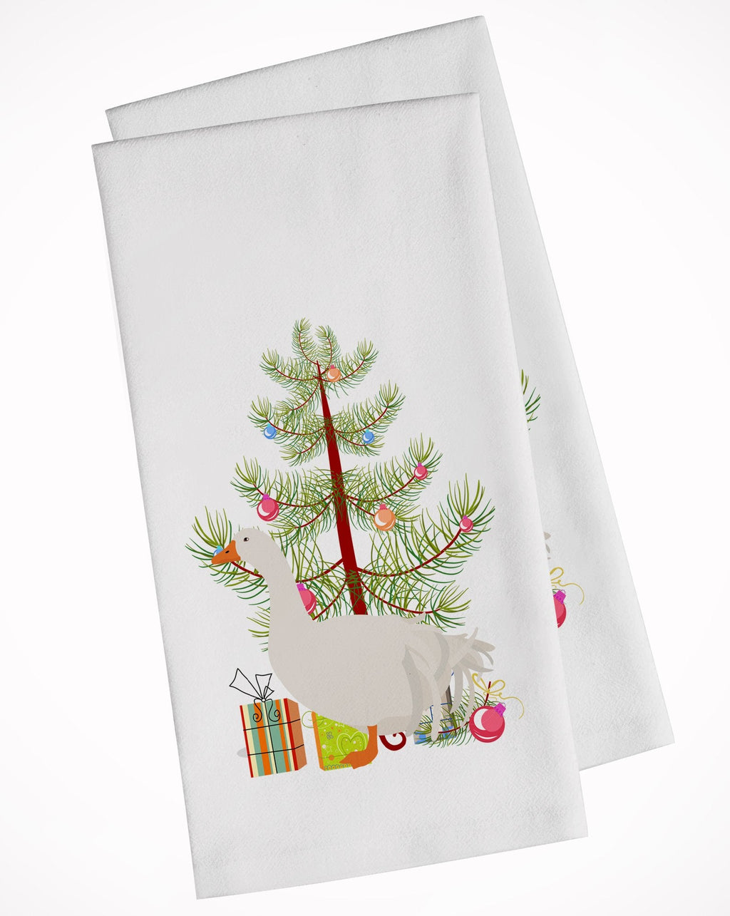 Sebastopol Goose Christmas Kitchen Towel Set of 2 White Dish Towels Decorative Bathroom Hand towel for Hand, Face, Hair, Yoga, Tea, Dishcloth, 19 X 28", White