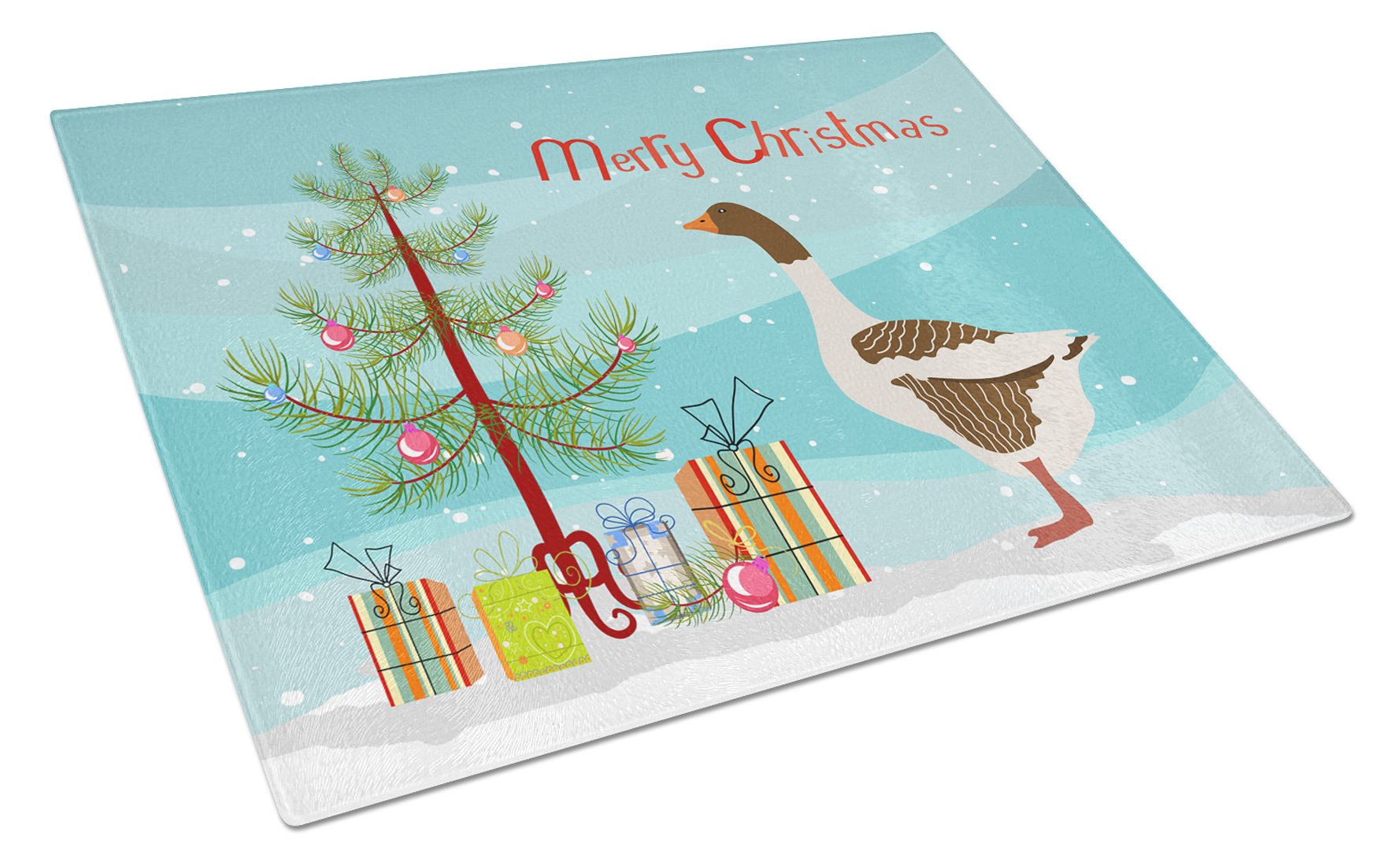 Pomeranian Rogener Goose Christmas Cutting Board Tempered Glass Kitchen Cutting Surface, Heat Resistant Chopping, Non-Slip Feet, Food Prep & Serving