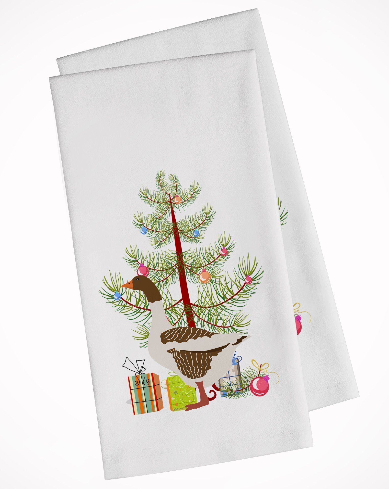 Pomeranian Rogener Goose Christmas Kitchen Towel Set of 2 White Dish Towels Decorative Bathroom Hand towel for Hand, Face, Hair, Yoga, Tea, Dishcloth, 19 X 28", White