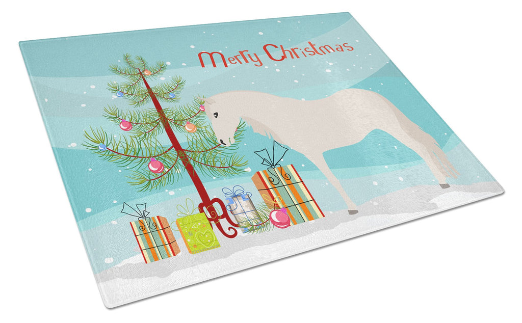 Paso Fino Horse Christmas Cutting Board Tempered Glass Kitchen Cutting Surface, Heat Resistant Chopping, Non-Slip Feet, Food Prep & Serving