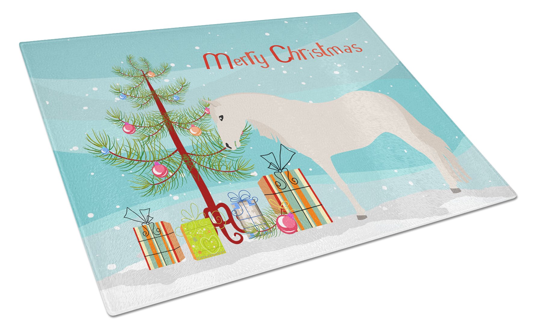 Paso Fino Horse Christmas Cutting Board Tempered Glass Kitchen Cutting Surface, Heat Resistant Chopping, Non-Slip Feet, Food Prep & Serving