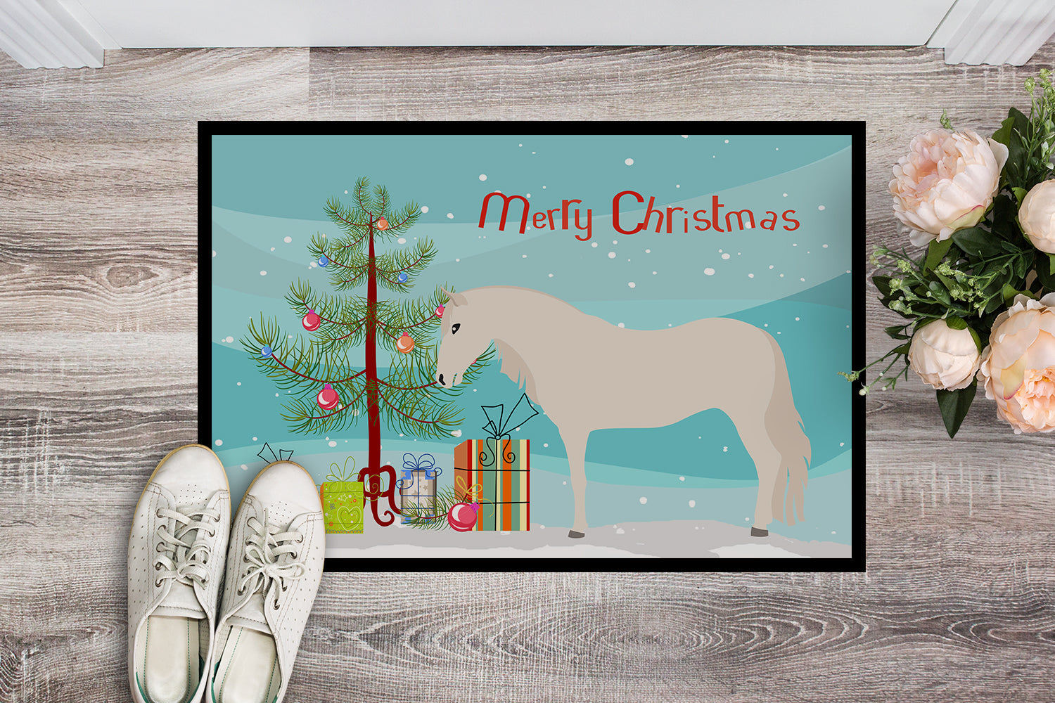 Paso Fino Horse Christmas Doormat Indoor Outdoor 18H X 27W Front Door Mat Rugs for Entryway, Non Slip Washable