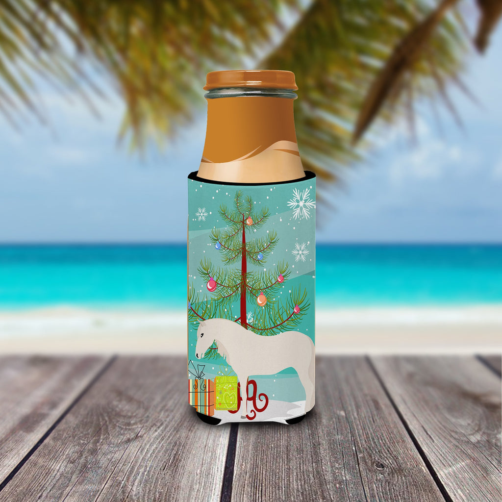 Paso Fino Horse Christmas Slim Can Hugger , Insulated Foam Hugger for 12 oz Slim Cans, Beer Bottles & Water Bottles, Printed in USA