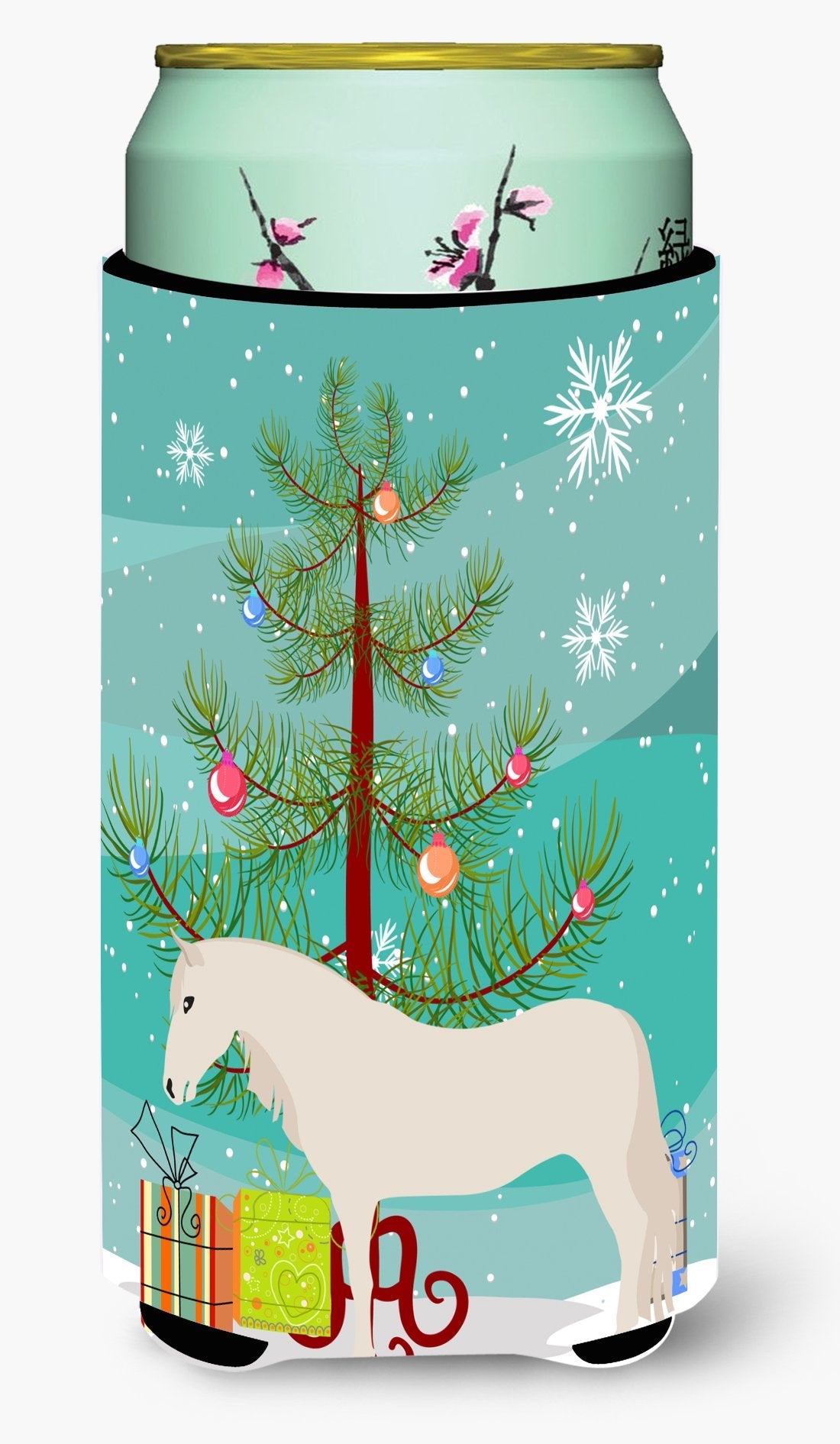 Paso Fino Horse Christmas Tall Boy Hugger Can Cooler Sleeve Machine Washable Drink Collapsible Insulator Beverage Insulated Holder
