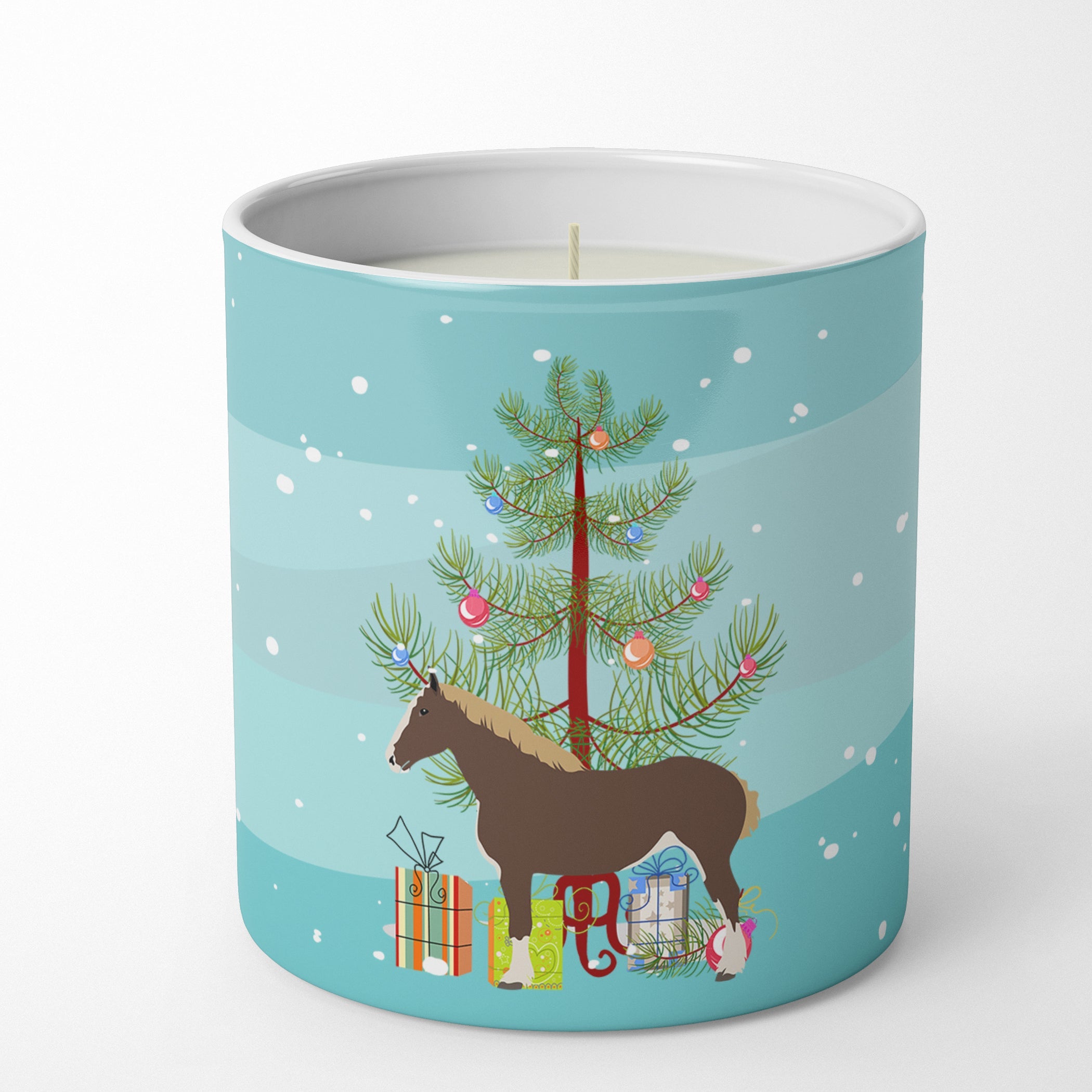 Percheron Horse Christmas Decorative Soy Candle Nature Soy Wax Essential Oil Home Decor Ideal for Bedroom Kitchen Bath Office Gift, 10 oz
