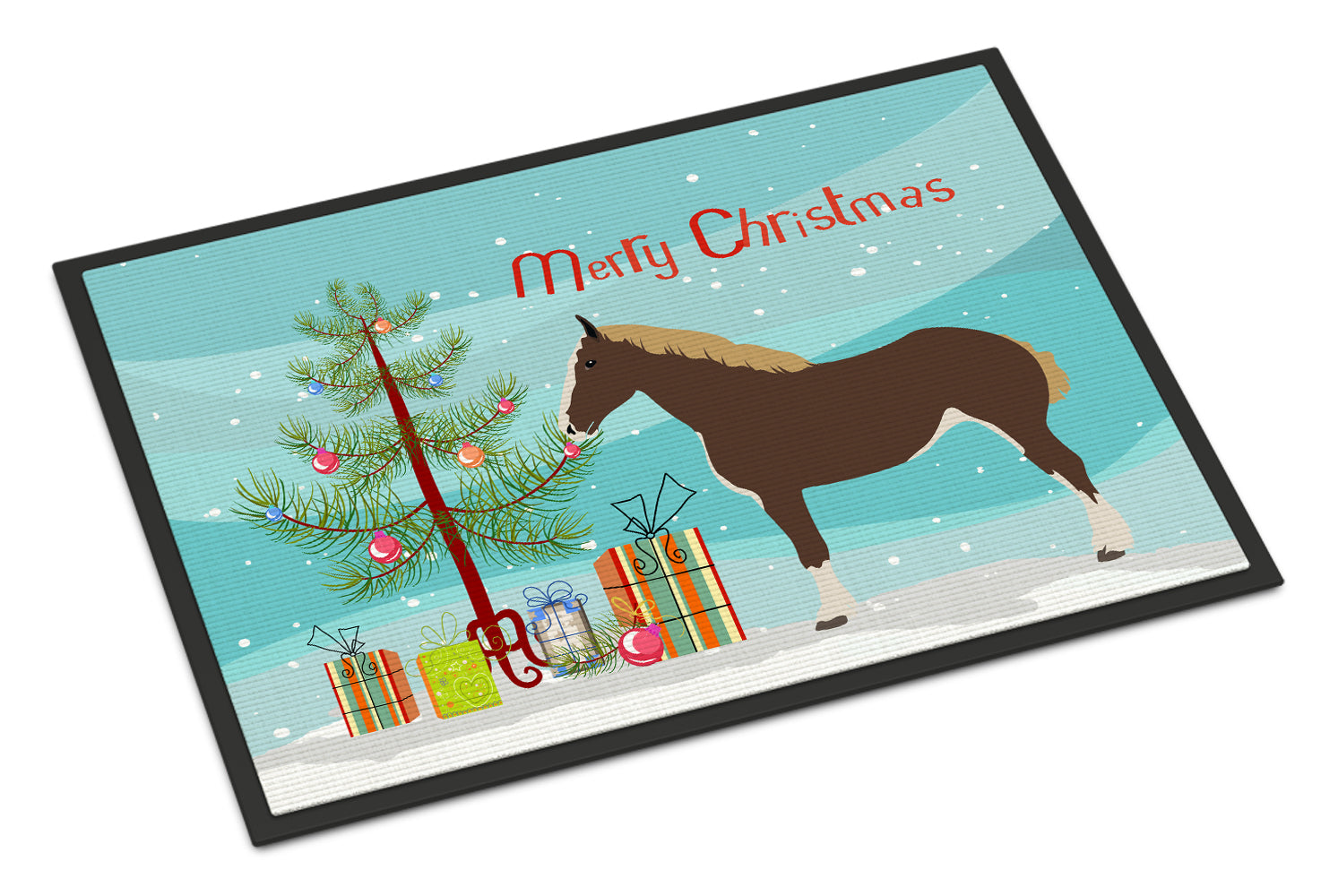 Percheron Horse Christmas Doormat Indoor Outdoor 18H X 27W Front Door Mat Rugs for Entryway, Non Slip Washable