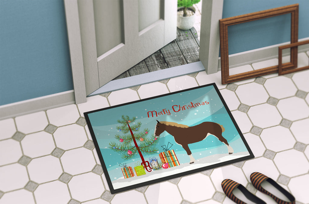 Percheron Horse Christmas Doormat Indoor Outdoor 18H X 27W Front Door Mat Rugs for Entryway, Non Slip Washable