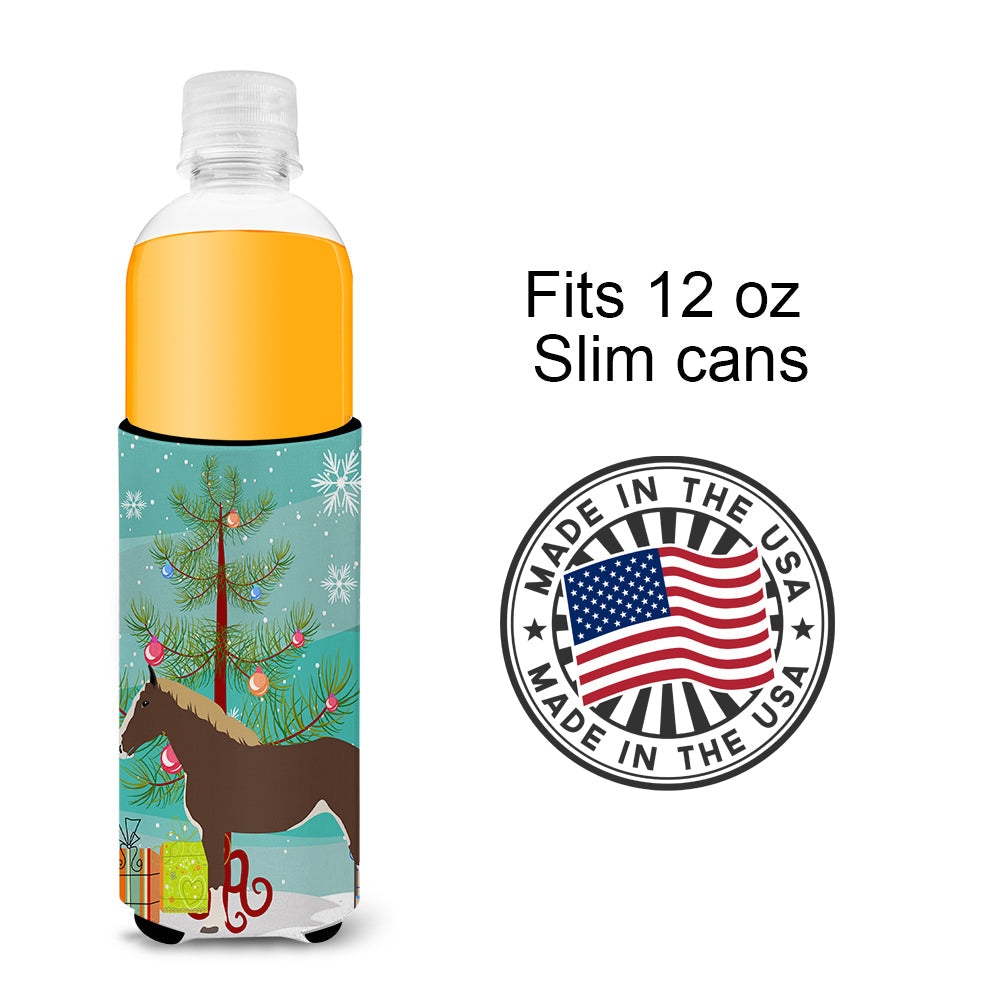 Percheron Horse Christmas Slim Can Hugger , Insulated Foam Hugger for 12 oz Slim Cans, Beer Bottles & Water Bottles, Printed in USA