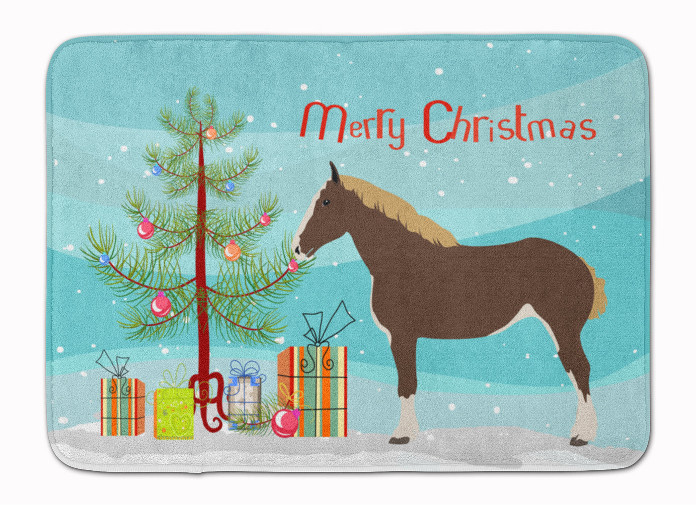 Percheron Horse Christmas Memory Foam Kitchen Mat Machine Washable Anti-Fatigue Cushion Comfort Bath or Kitchen Rug